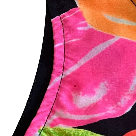 Vintage 80s JIMMY'Z Neon Tropical Floral Cropped Sleeveless Top Sz M - Picture 8 of 9